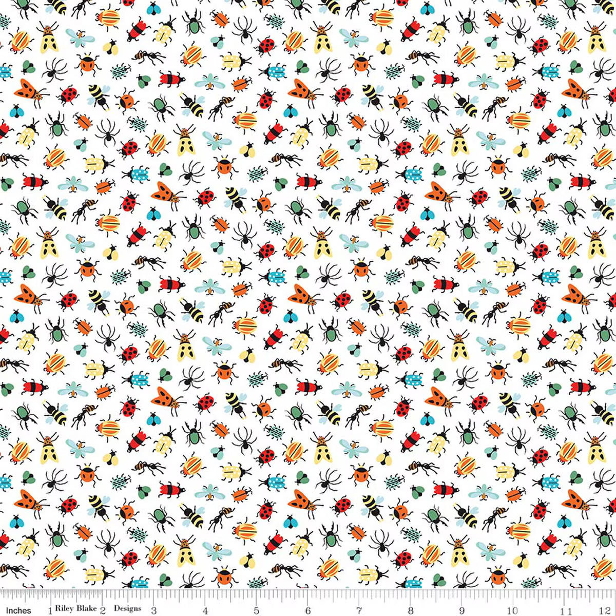 Happy Haven - Quilting Cotton Fabric - Bug Life - White