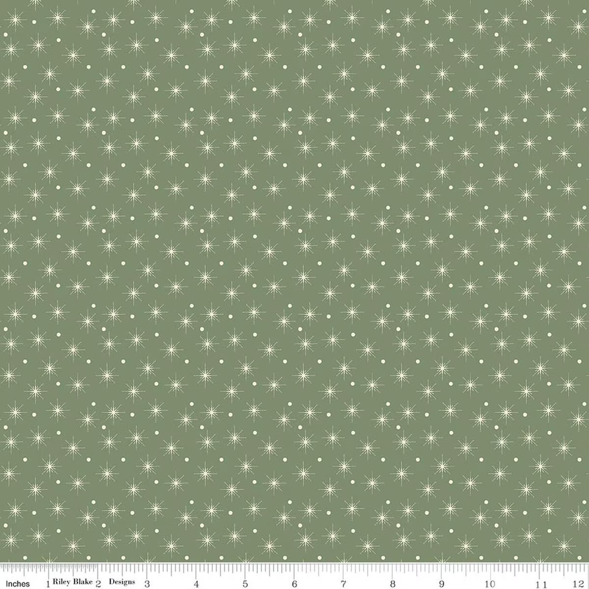 Christmas Greetings - Quilting Cotton Fabric - Christmas Lights - Sage