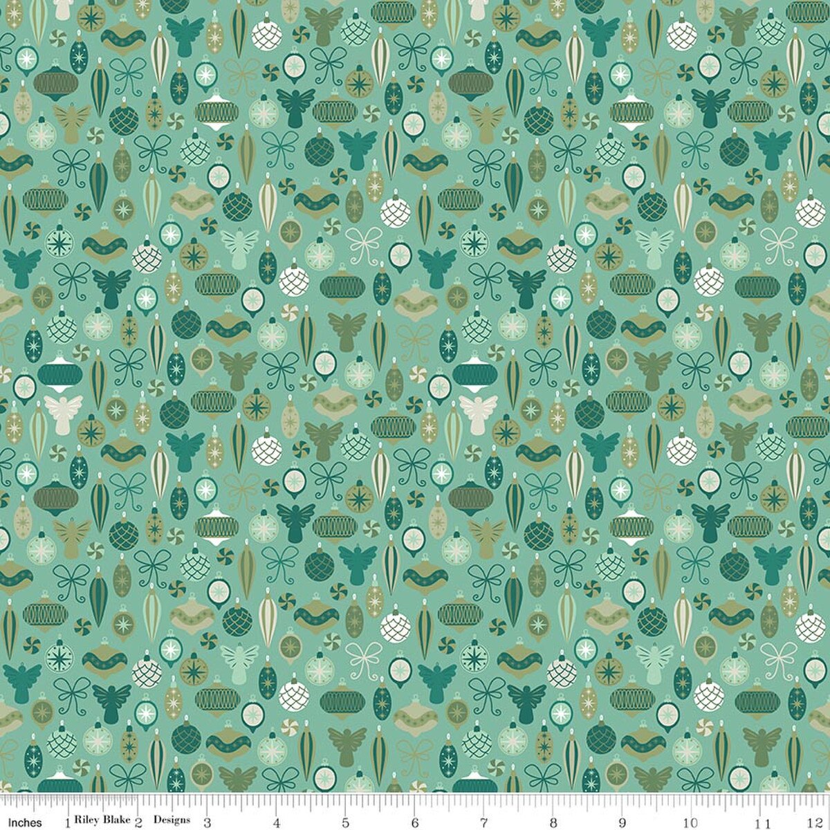 Nutcracker Tradition - Quilting Cotton Fabric - Adorn the Tree - Spearmint
