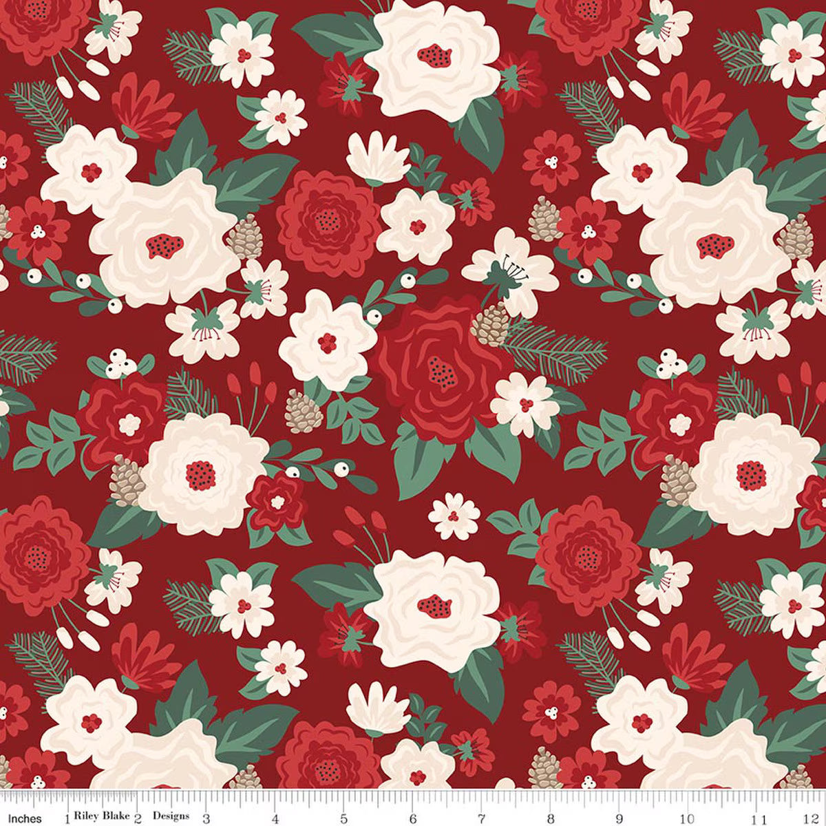 Evergreen Wishes - Quilting Cotton Fabric - Main - Red