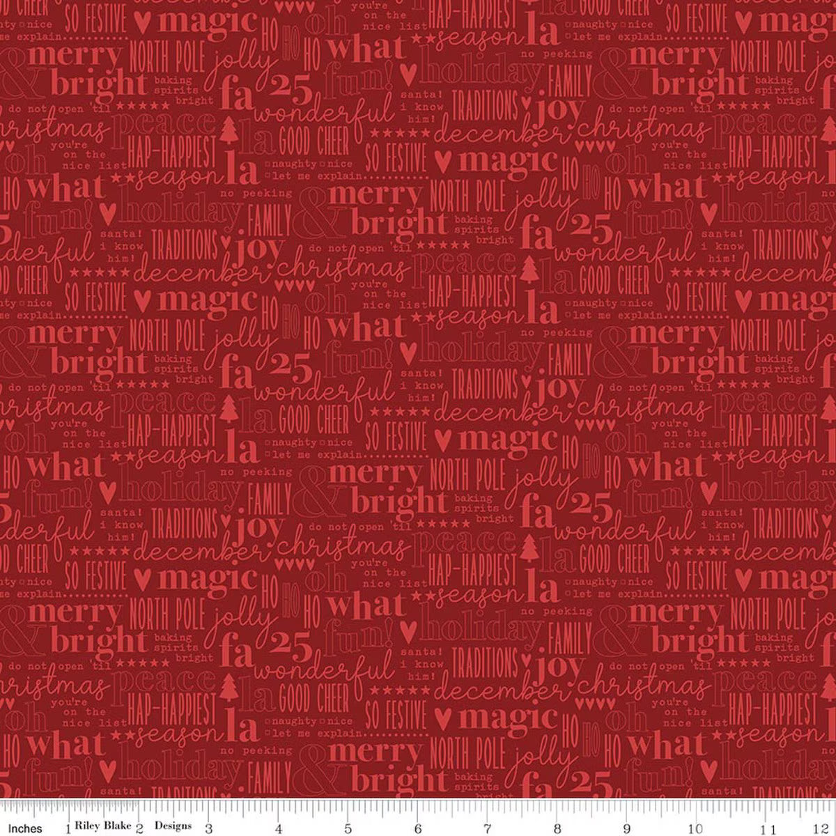 Evergreen Wishes - Quilting Cotton Fabric - Red