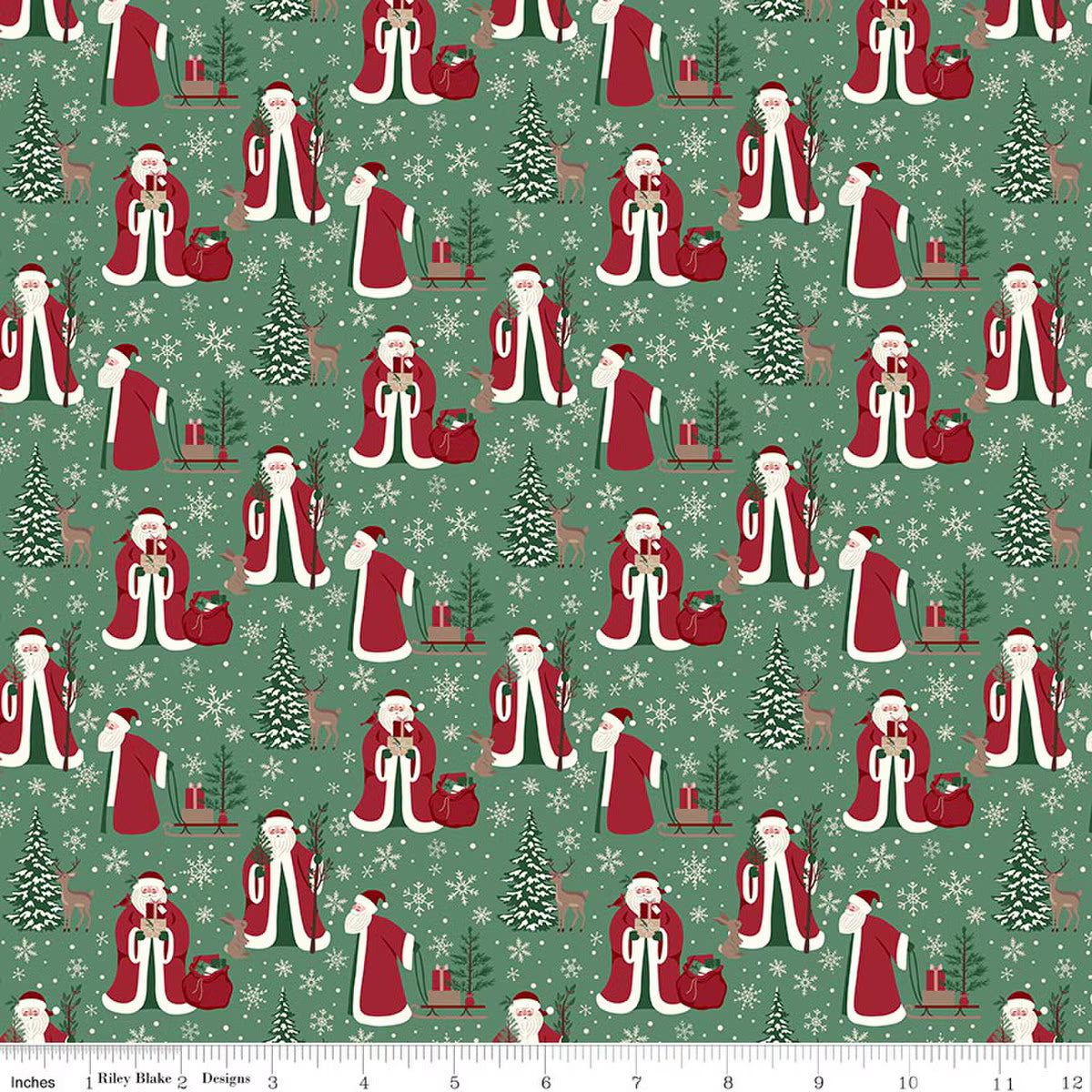 Christmas Time - Quilting Cotton Fabric - Main - Green