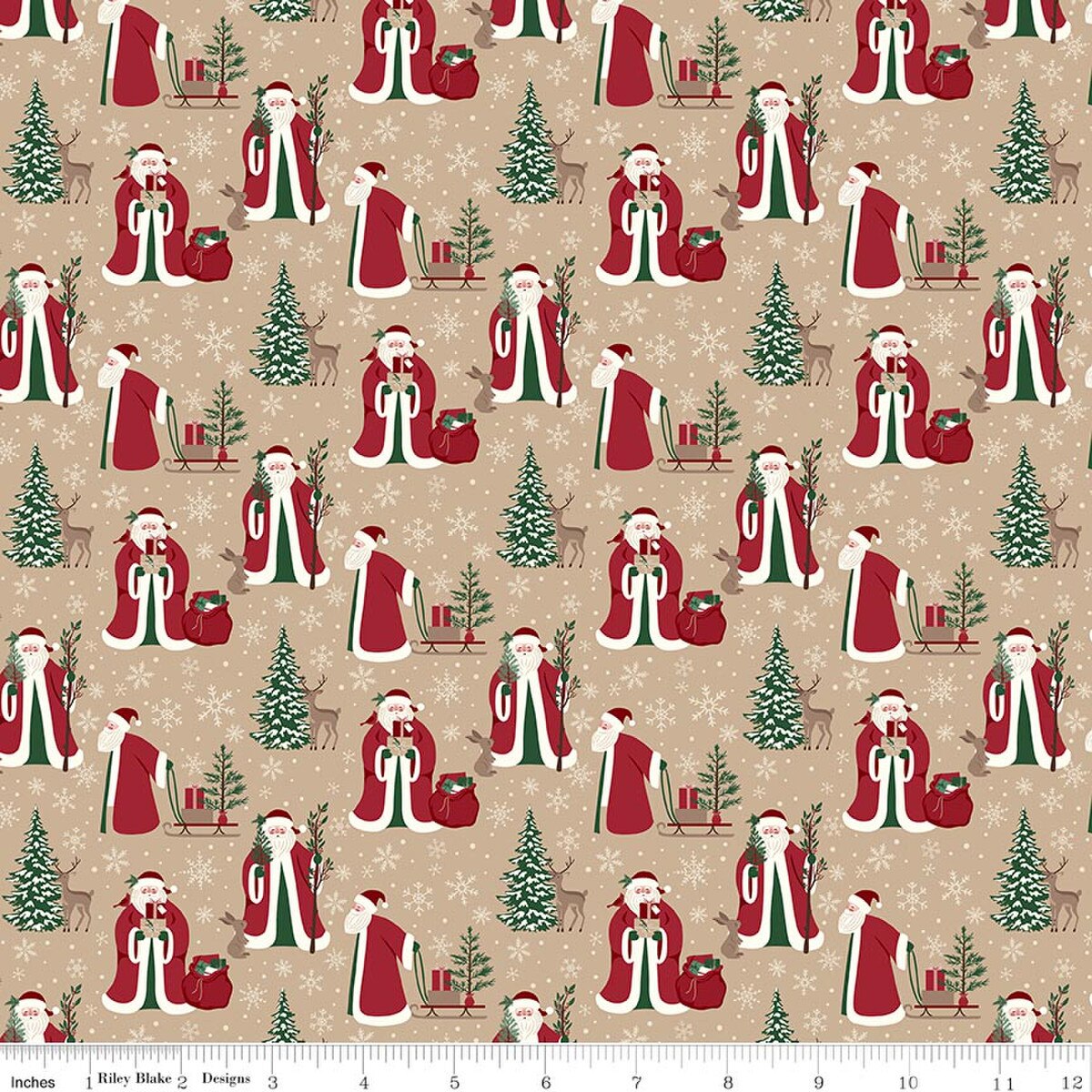 Christmas Time - Quilting Cotton Fabric - Main - Tan