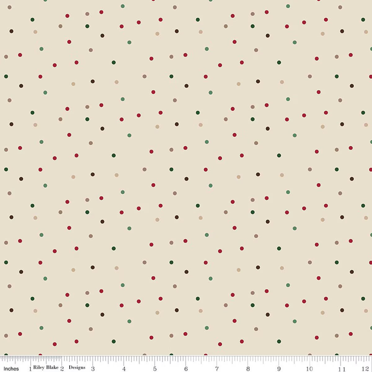 Christmas Time - Quilting Cotton Fabric - Dots - Linen