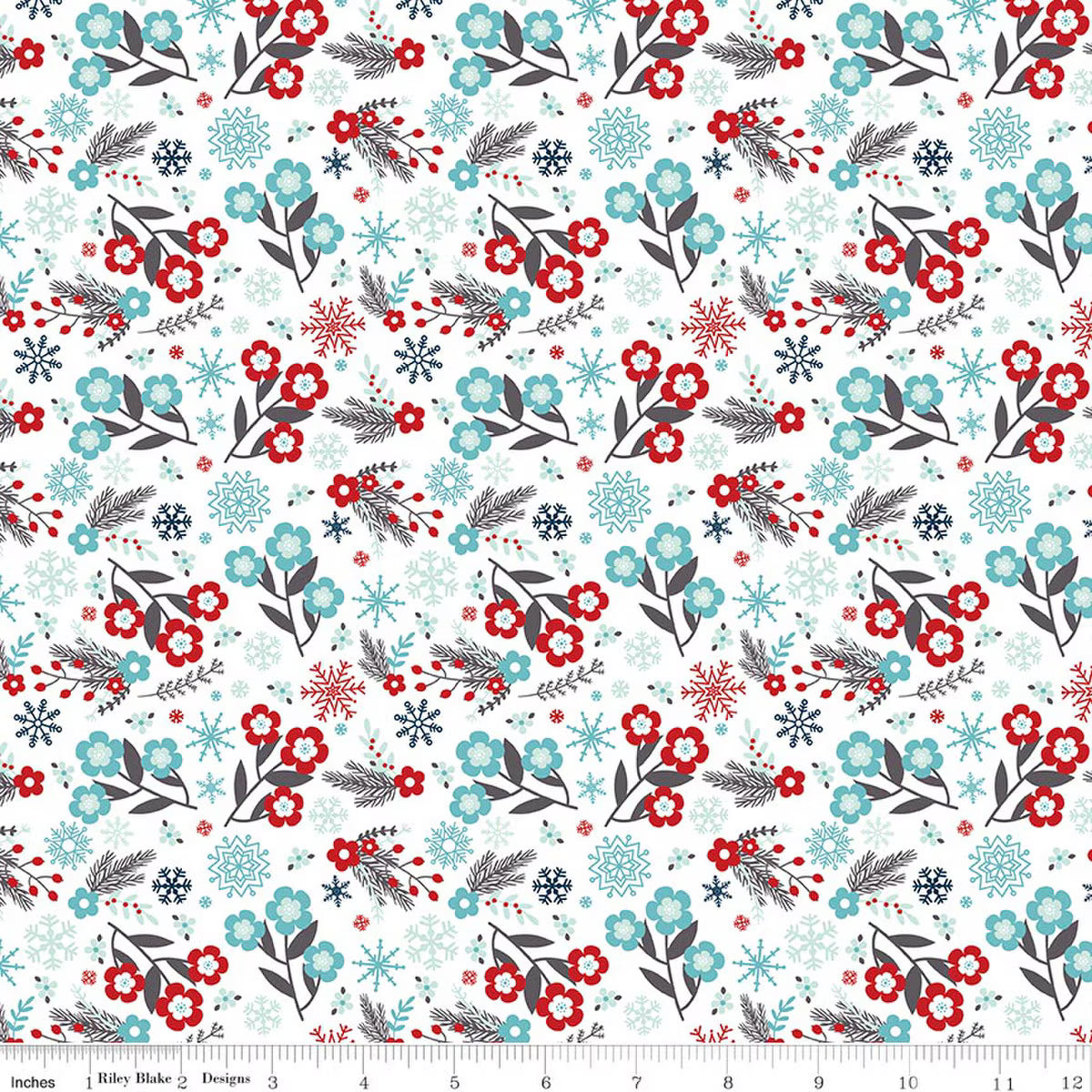 A Perfect Winter - Quilting Cotton Fabric - Flowers - White