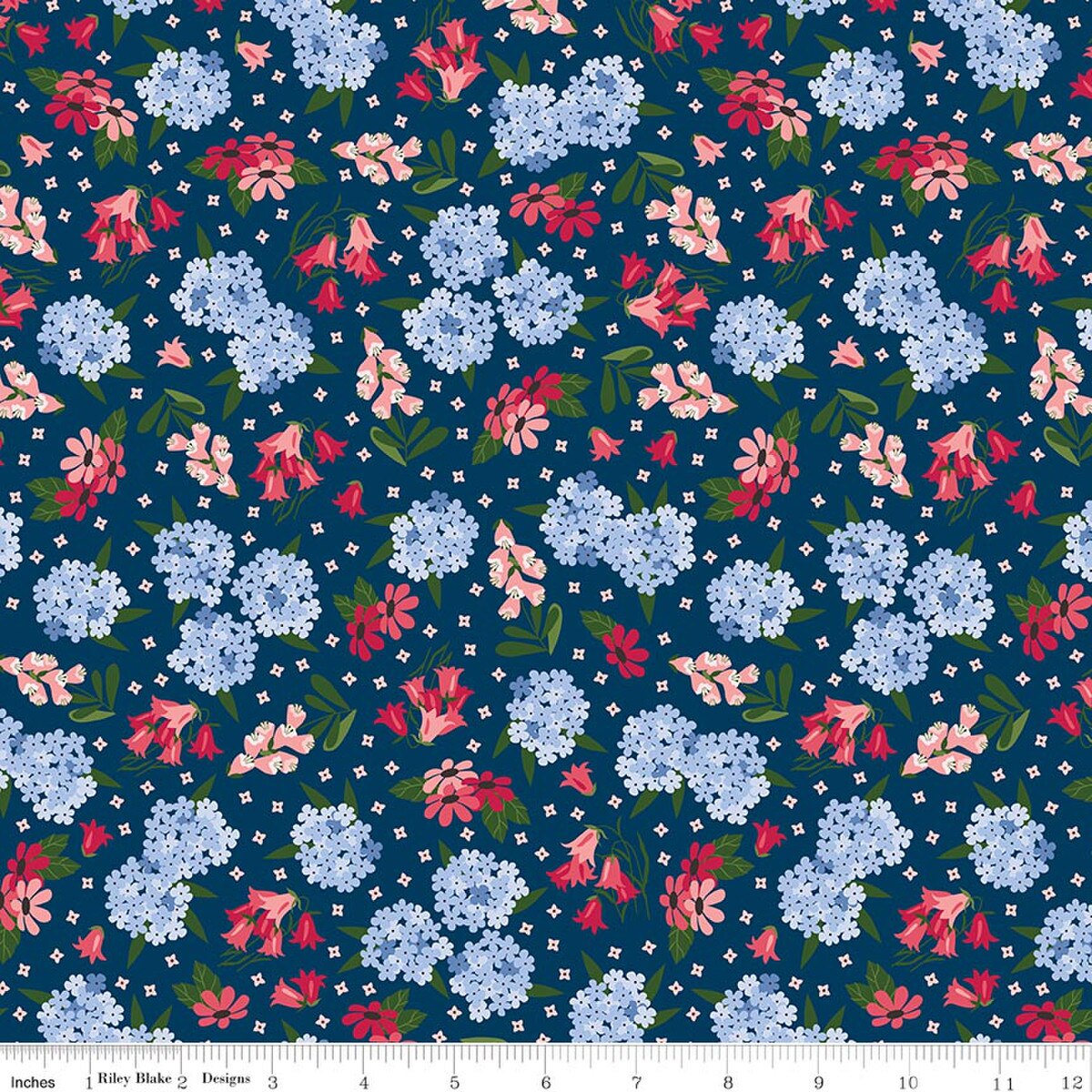 Foxglove - Quilting Cotton Fabric - Main - Oxford Blue