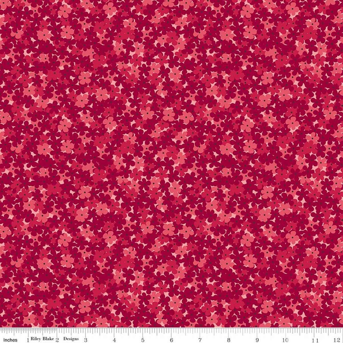 Foxglove - Quilting Cotton Fabric - Hydrangea - Dahlia Red