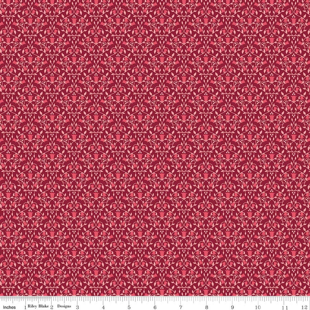 Foxglove - Quilting Cotton Fabric - Damask - Dahlia Red