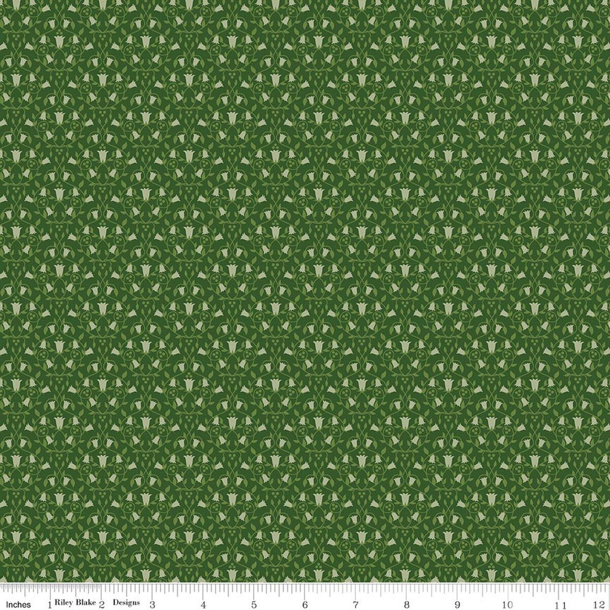 Foxglove - Quilting Cotton Fabric - Damask - Hunter