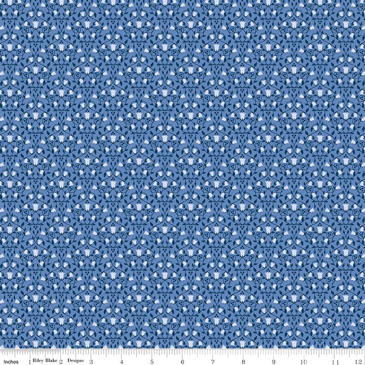 Foxglove - Quilting Cotton Fabric - Damask - Periwinkle