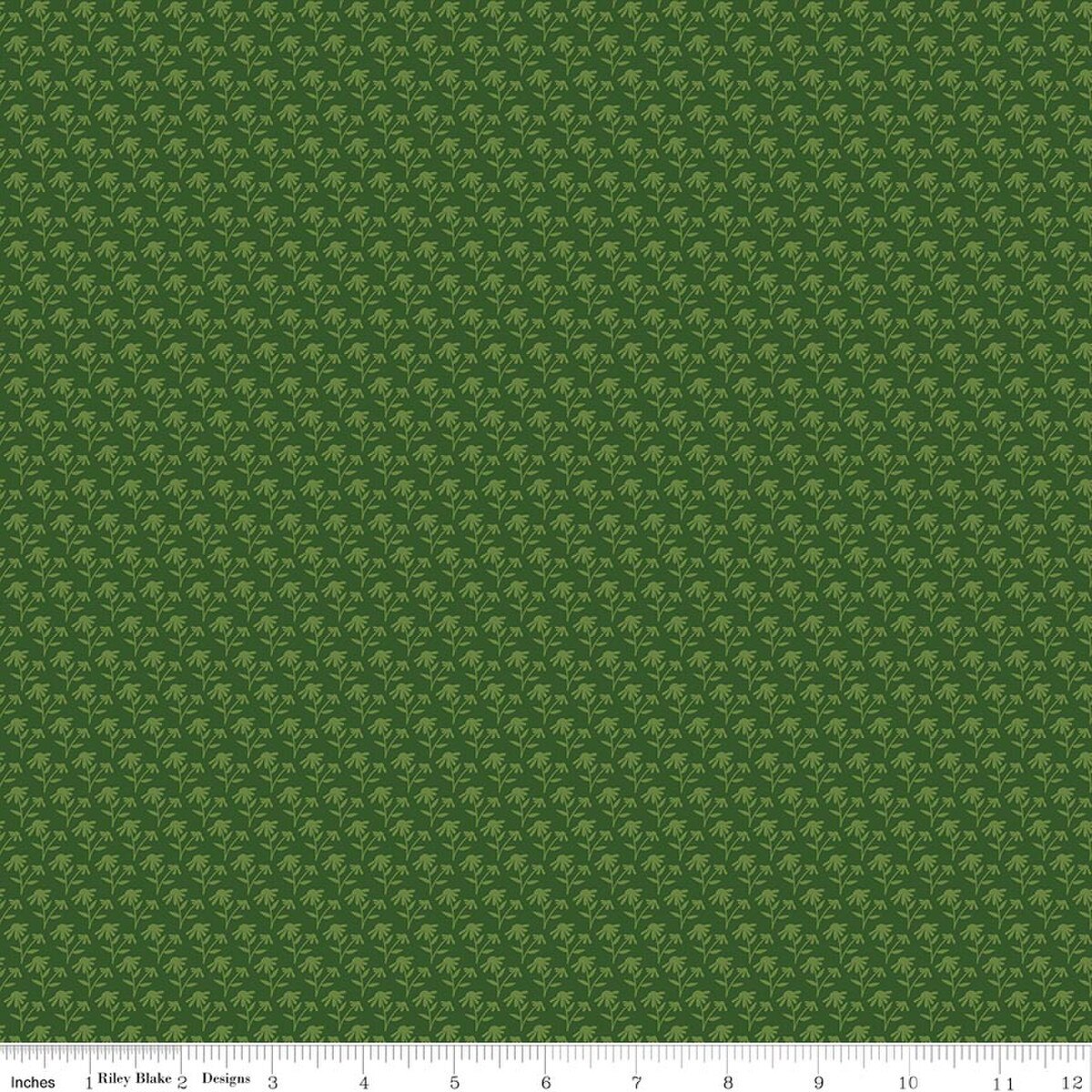 Foxglove - Quilting Cotton Fabric - Tonal Floral - Hunter