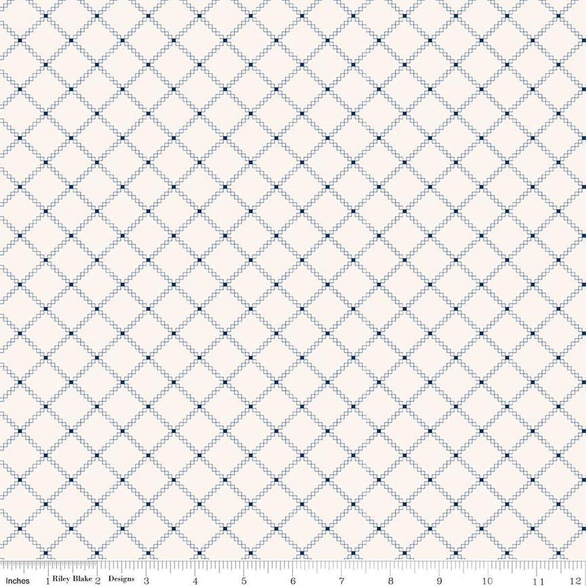 Foxglove - Quilting Cotton Fabric - Squares - Oxford Blue