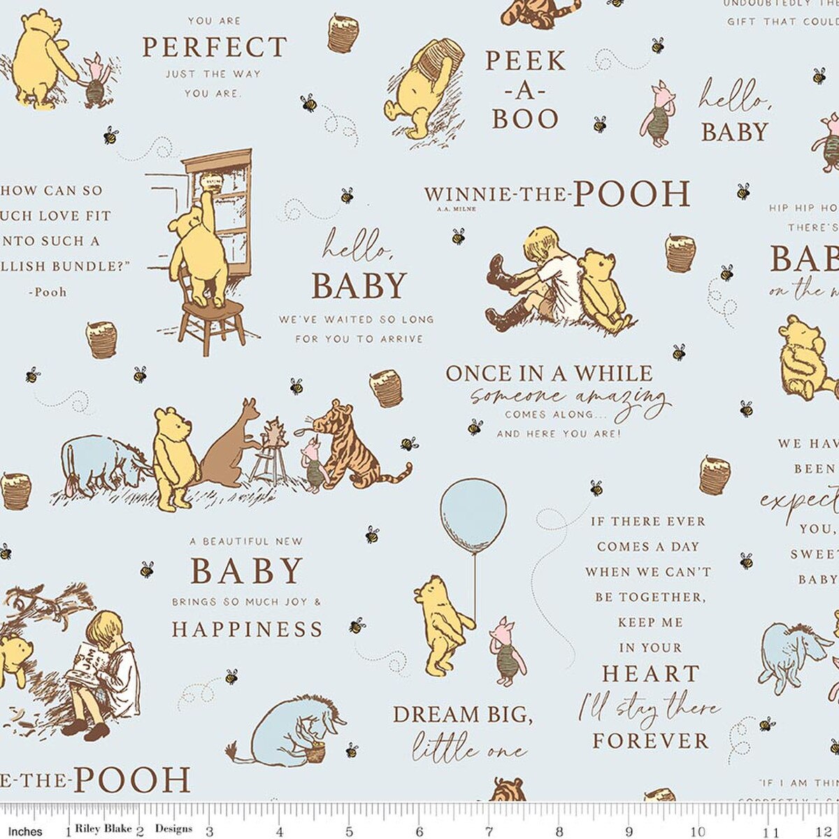Winnie-The-Pooh – Quilting Cotton Fabric – Baby Main - Blue