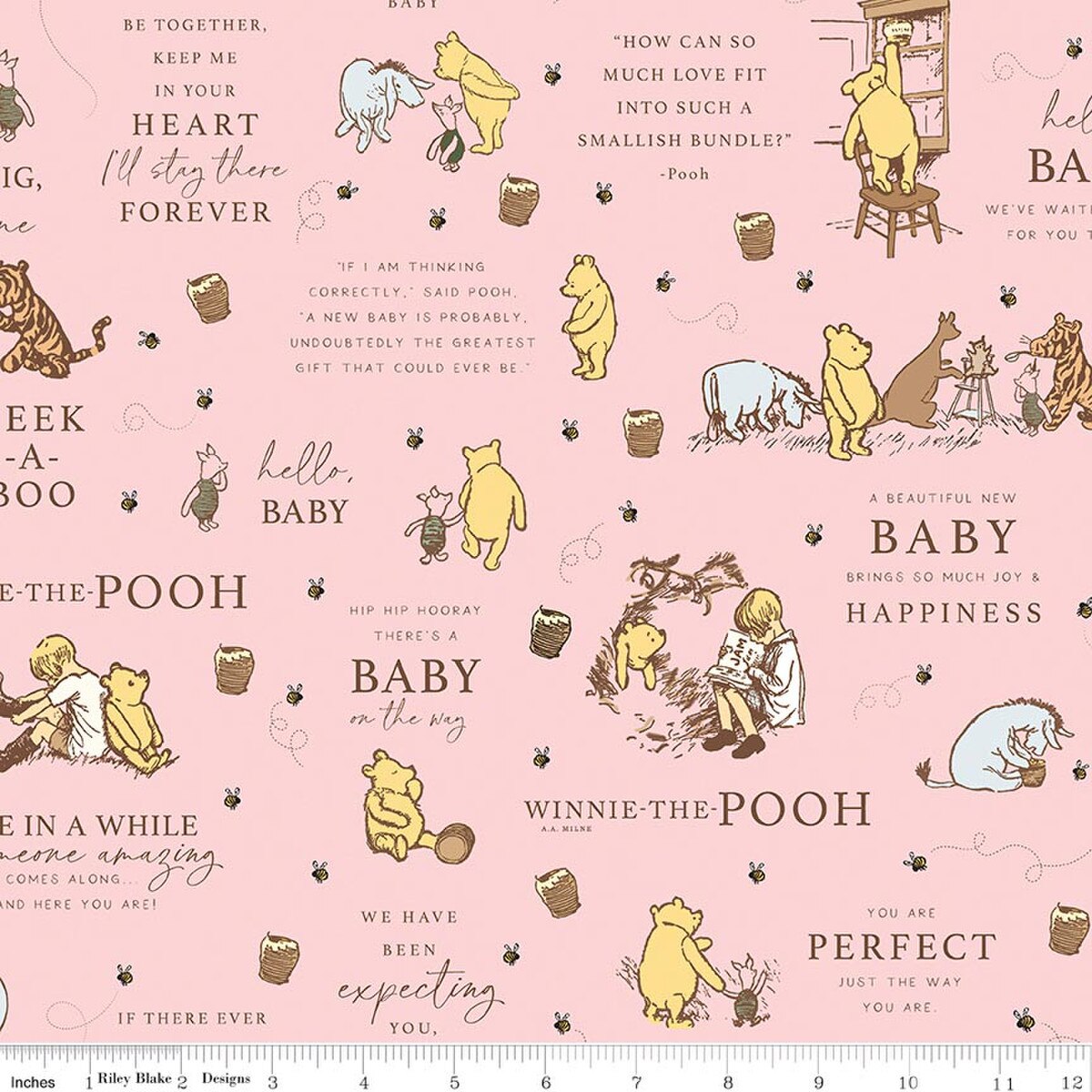 Winnie-The-Pooh – Quilting Cotton Fabric – Baby Main - Pink