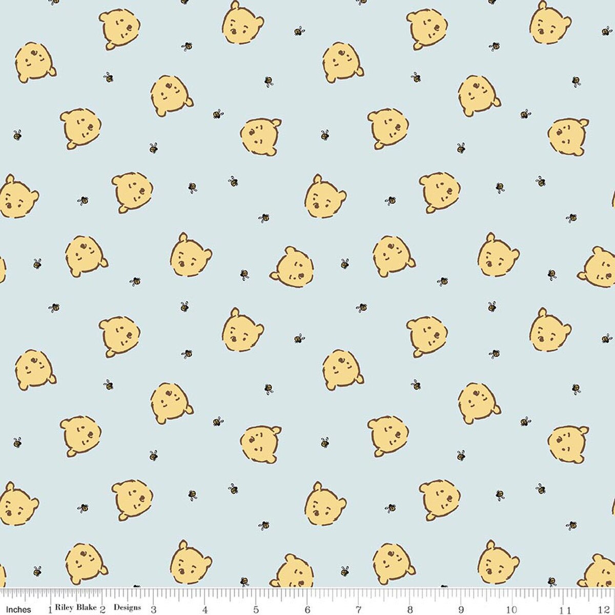 Winnie-The-Pooh – Quilting Cotton Fabric – Baby Pooh Jumble - Blue