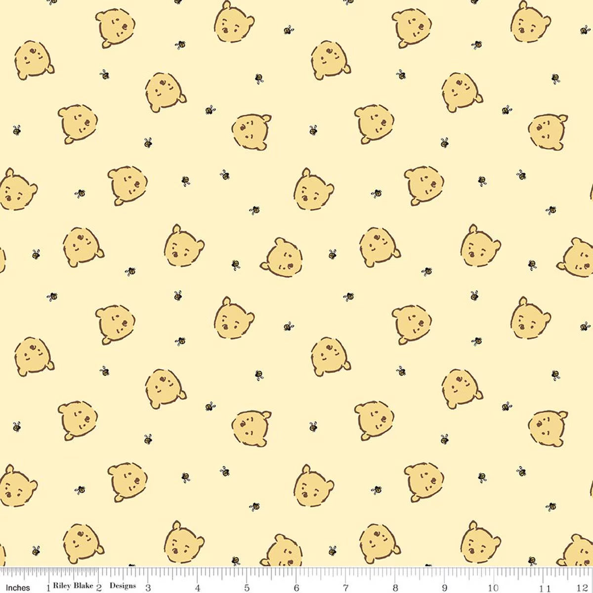 Winnie-The-Pooh – Quilting Cotton Fabric – Baby Pooh Jumble - Yellow