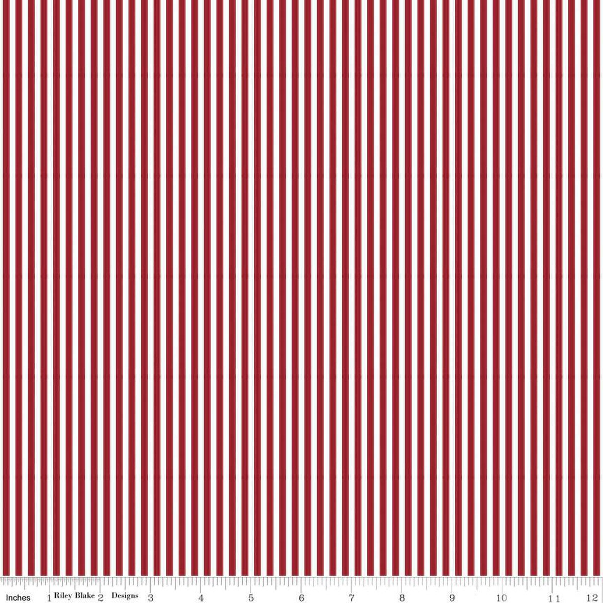1/8" Stripe - Quilting Cotton Fabric - Dahlia Red