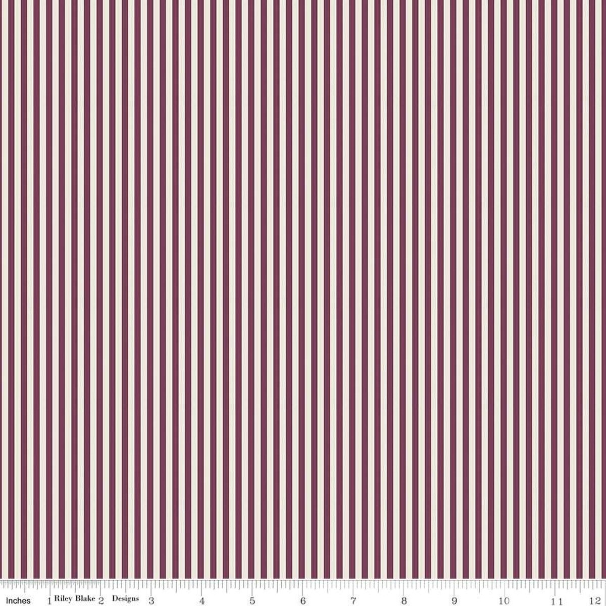 1/8" Stripe - Quilting Cotton Fabric - Ivory Sangria