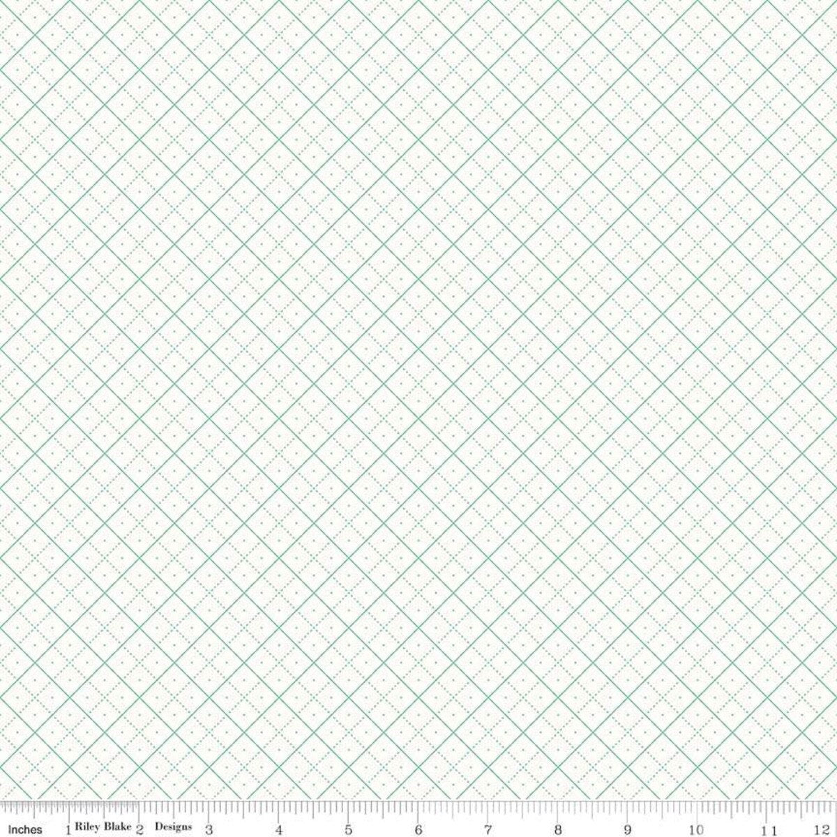 Bee Backgrounds – Quilting Cotton Fabric – Grid – Teal