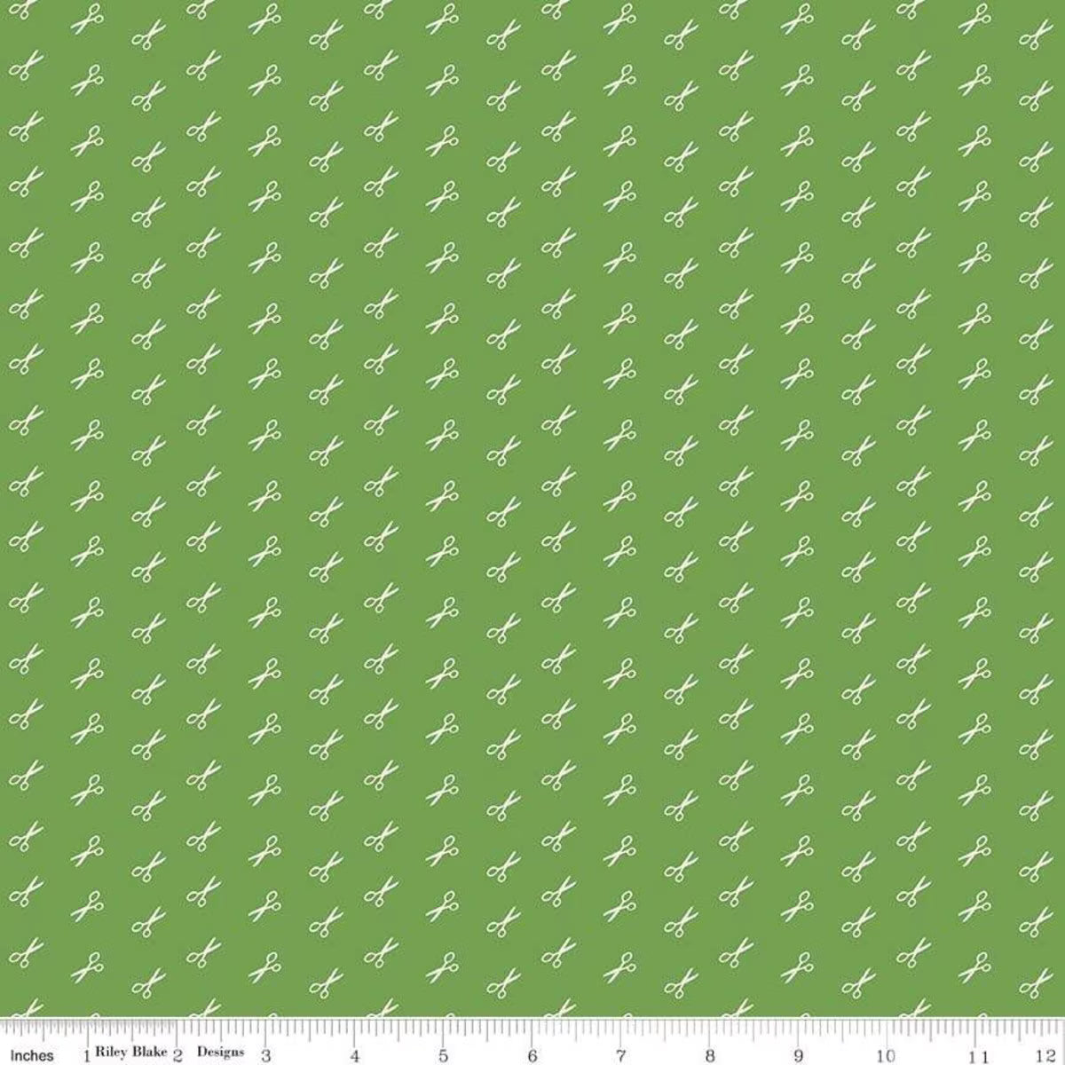 Bee Basics – Quilting Cotton Fabric – Scissor - Green