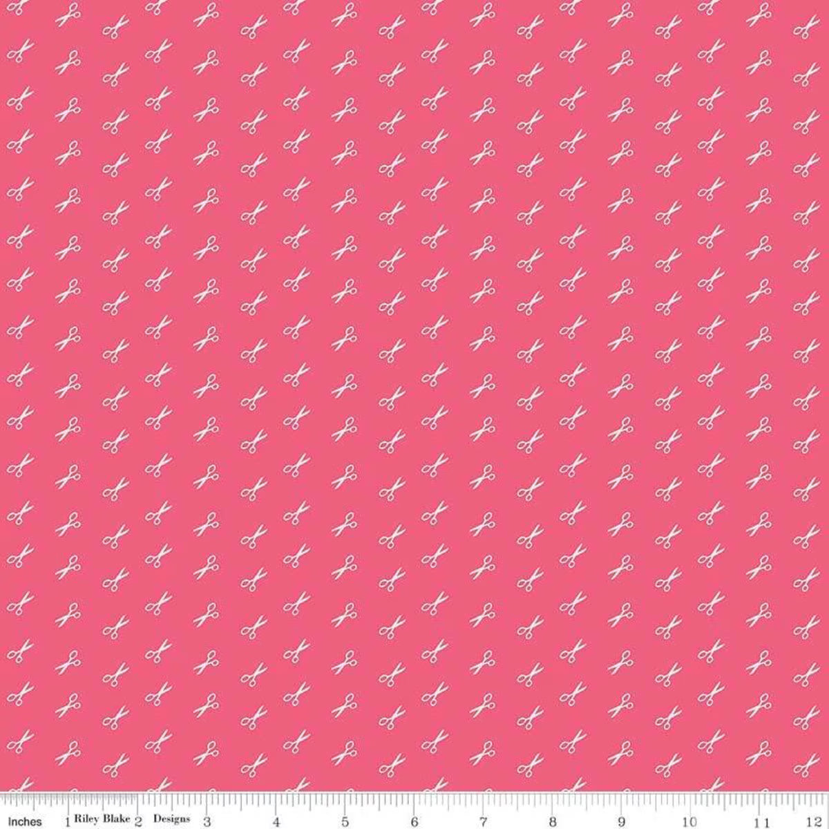 Bee Basics – Quilting Cotton Fabric – Scissor - Raspberry