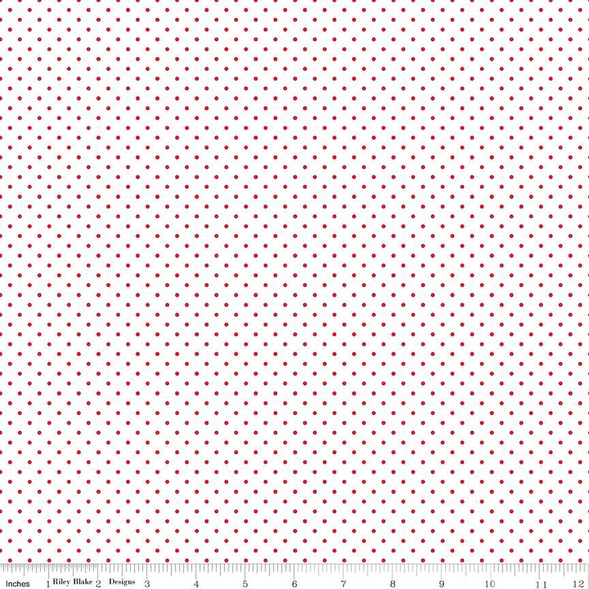 Swiss Dot on White - Quilting Cotton Fabric - Red