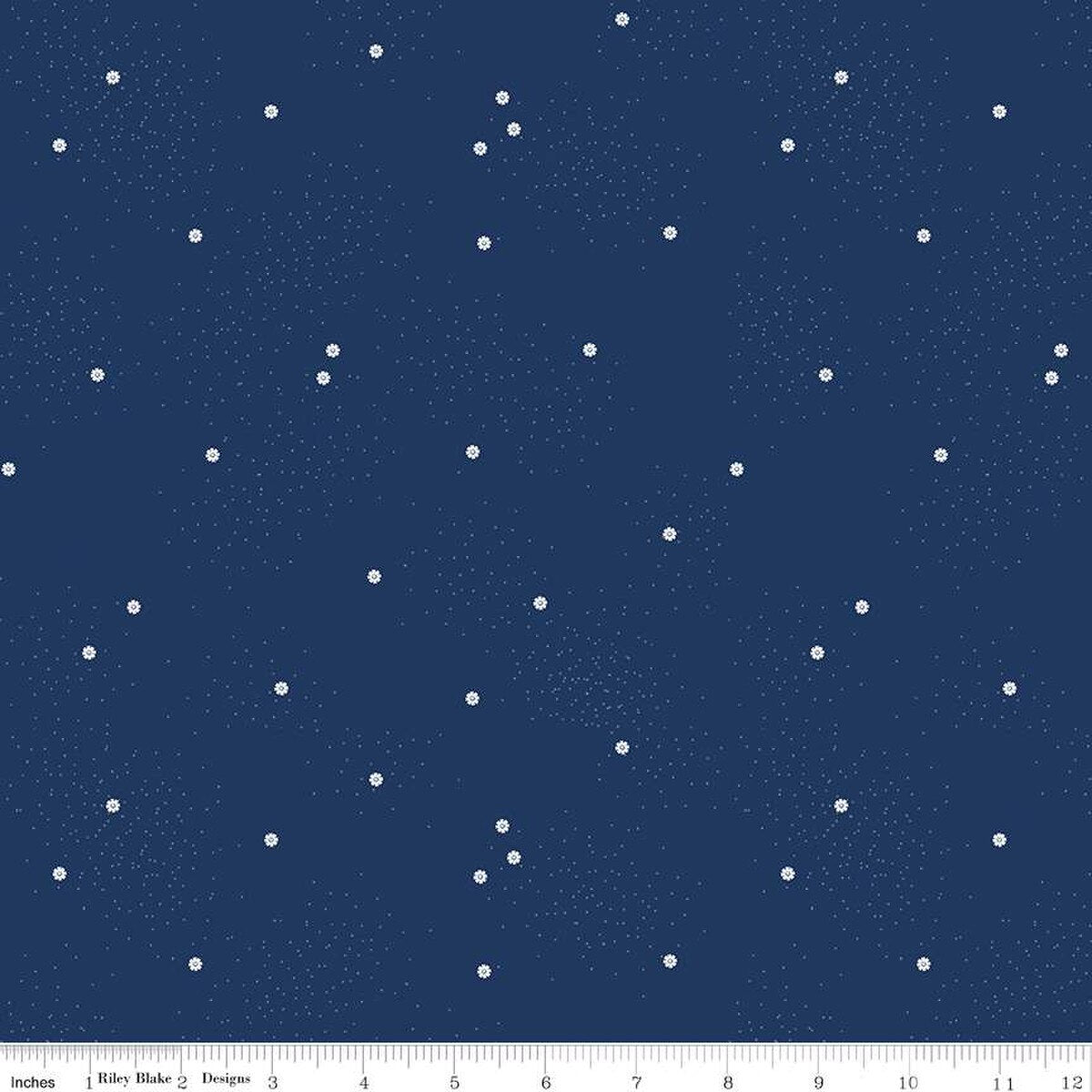 Dainty Daisy - Quilting Cotton Fabric - Navy