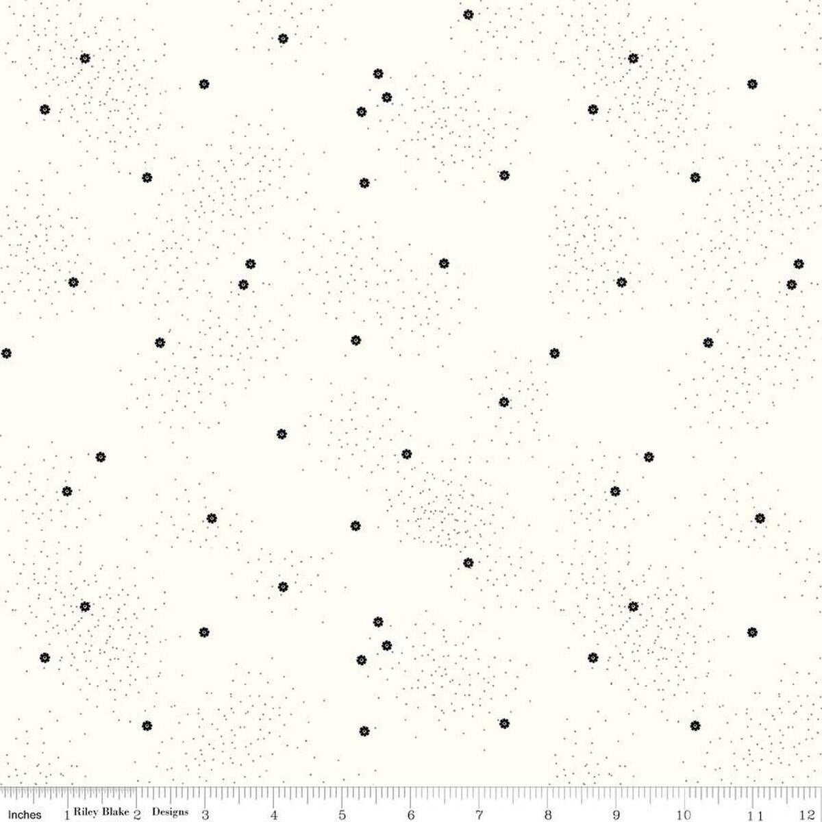 Dainty Daisy on Cloud - Quilting Cotton Fabric - Licorice