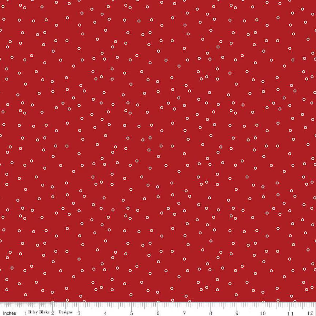 Prim - Cotton Fabric - Circles - Barn Red