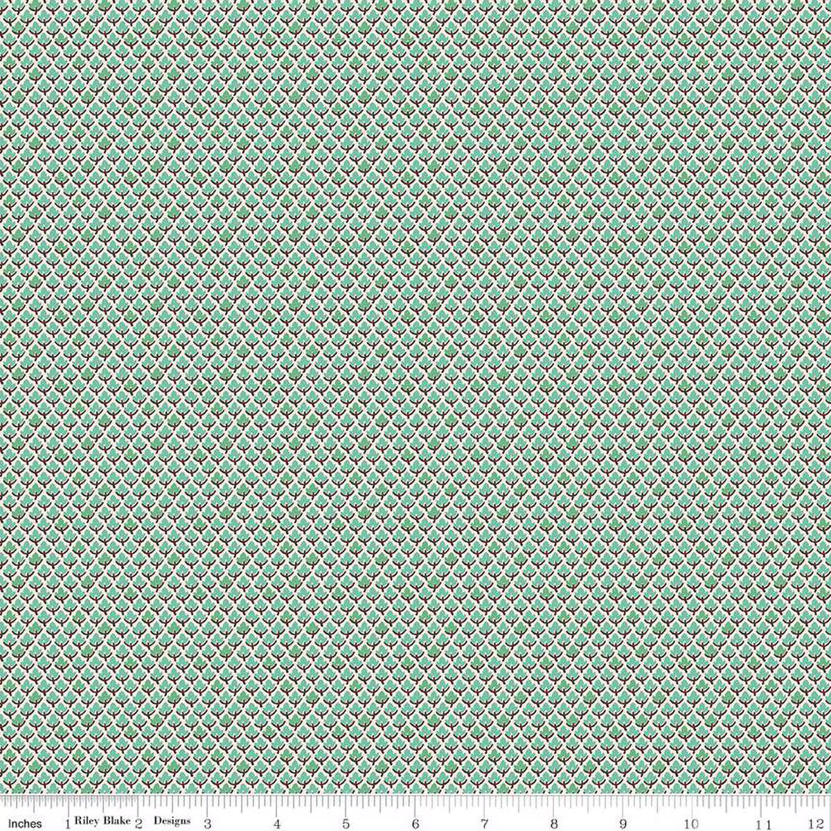 Prim - Cotton Fabric - Leaves - Sea Glass