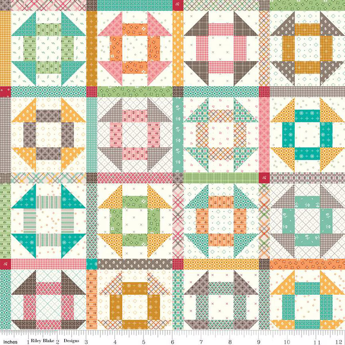 Prim - Cotton Fabric - Churn Dash - Cream