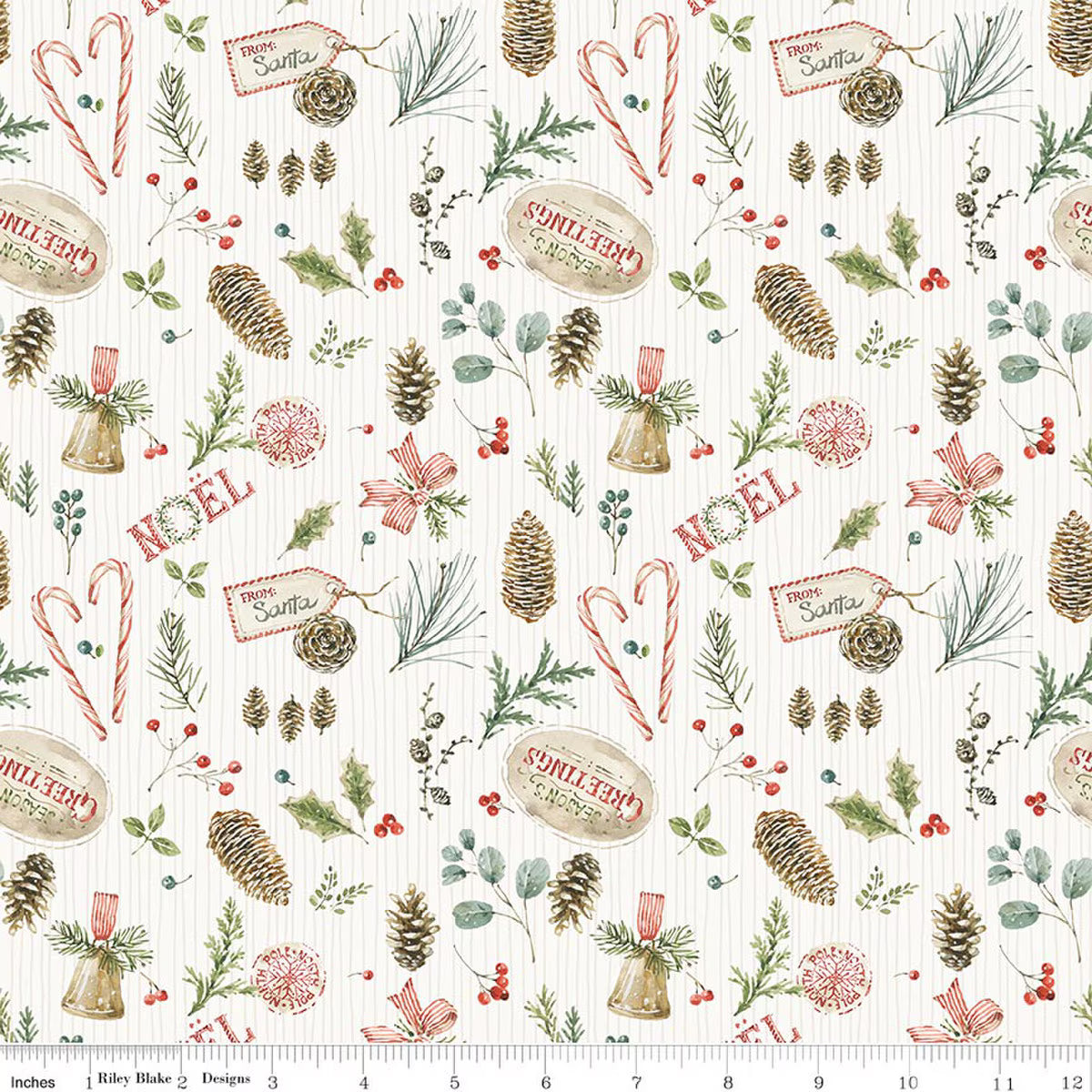 Holiday Spirit - Quilting Cotton Fabric - Christmas Toss - Cream