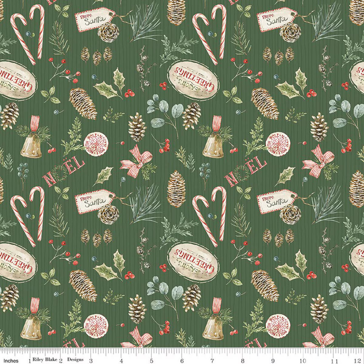 Holiday Spirit - Quilting Cotton Fabric - Christmas Toss - Green