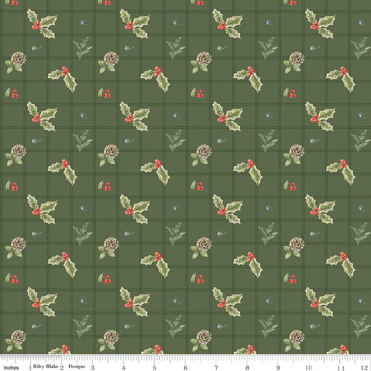 Holiday Spirit - Quilting Cotton Fabric - Holly - Green