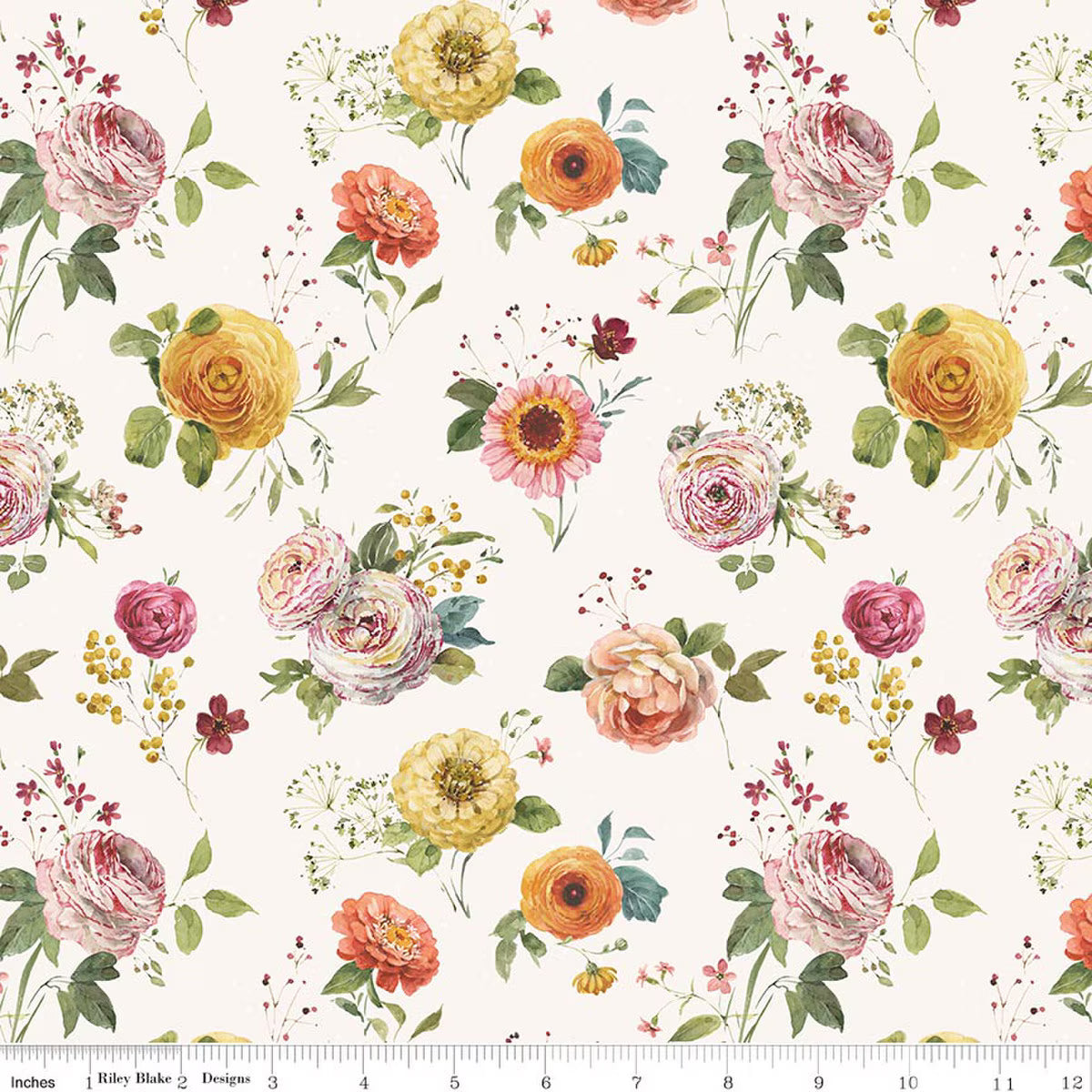 Sketchbook - Quilting Cotton Fabric - Stems - Cream
