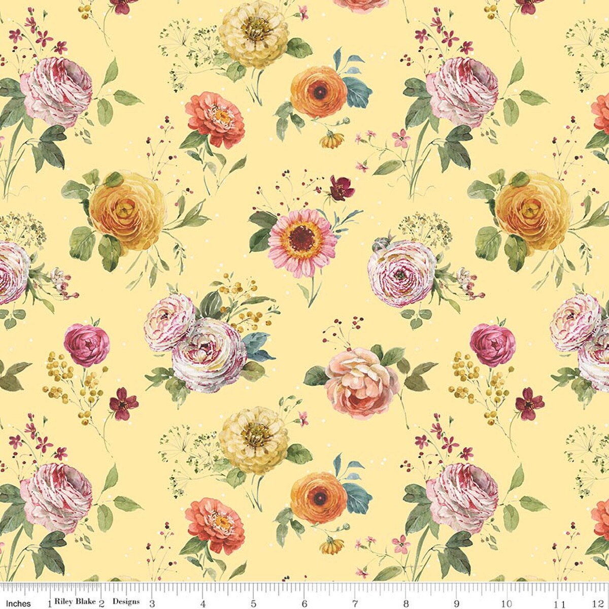 Sketchbook - Quilting Cotton Fabric - Stems - Sunny