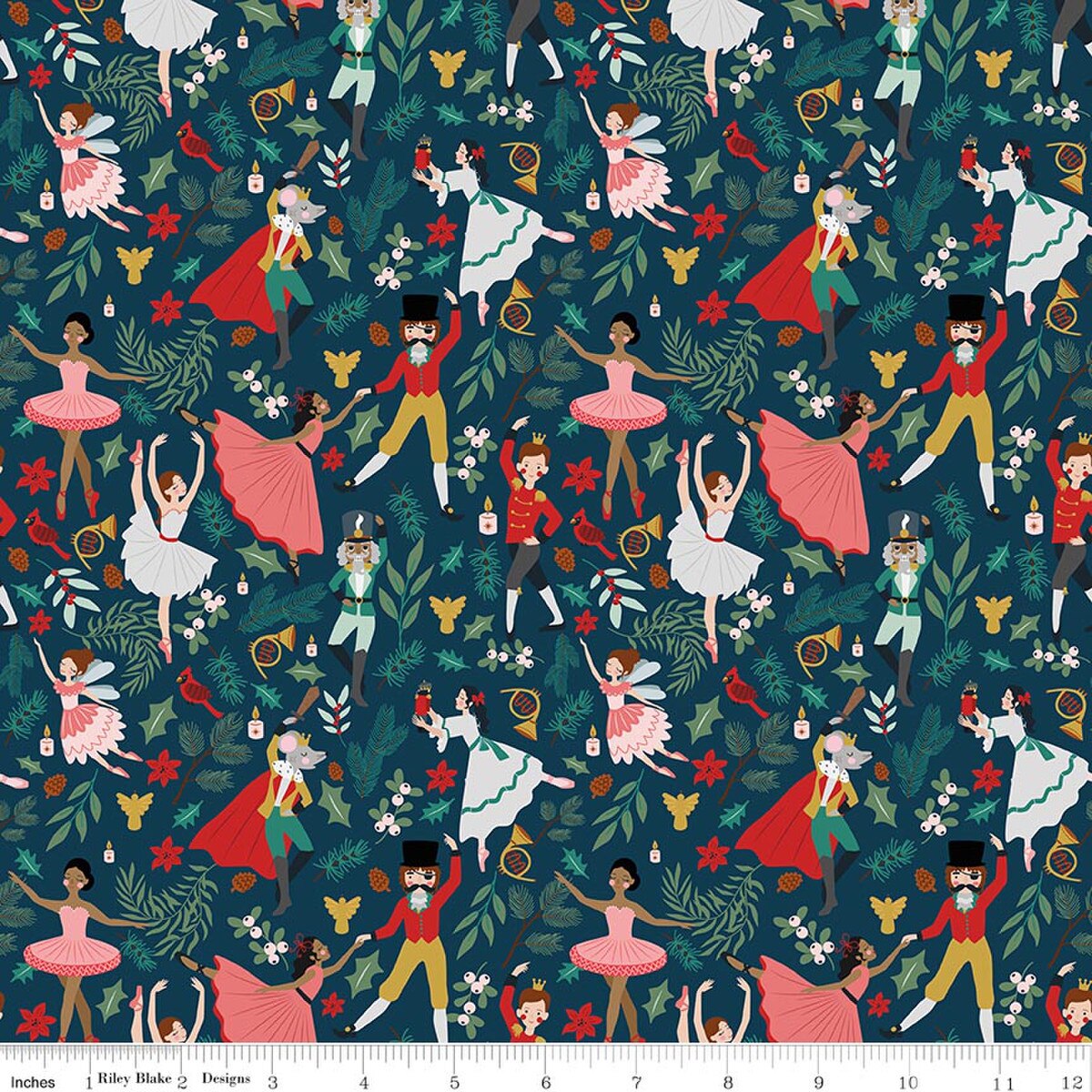 Nutcracker Tradition - Quilting Cotton Fabric - Storybook - Midnight