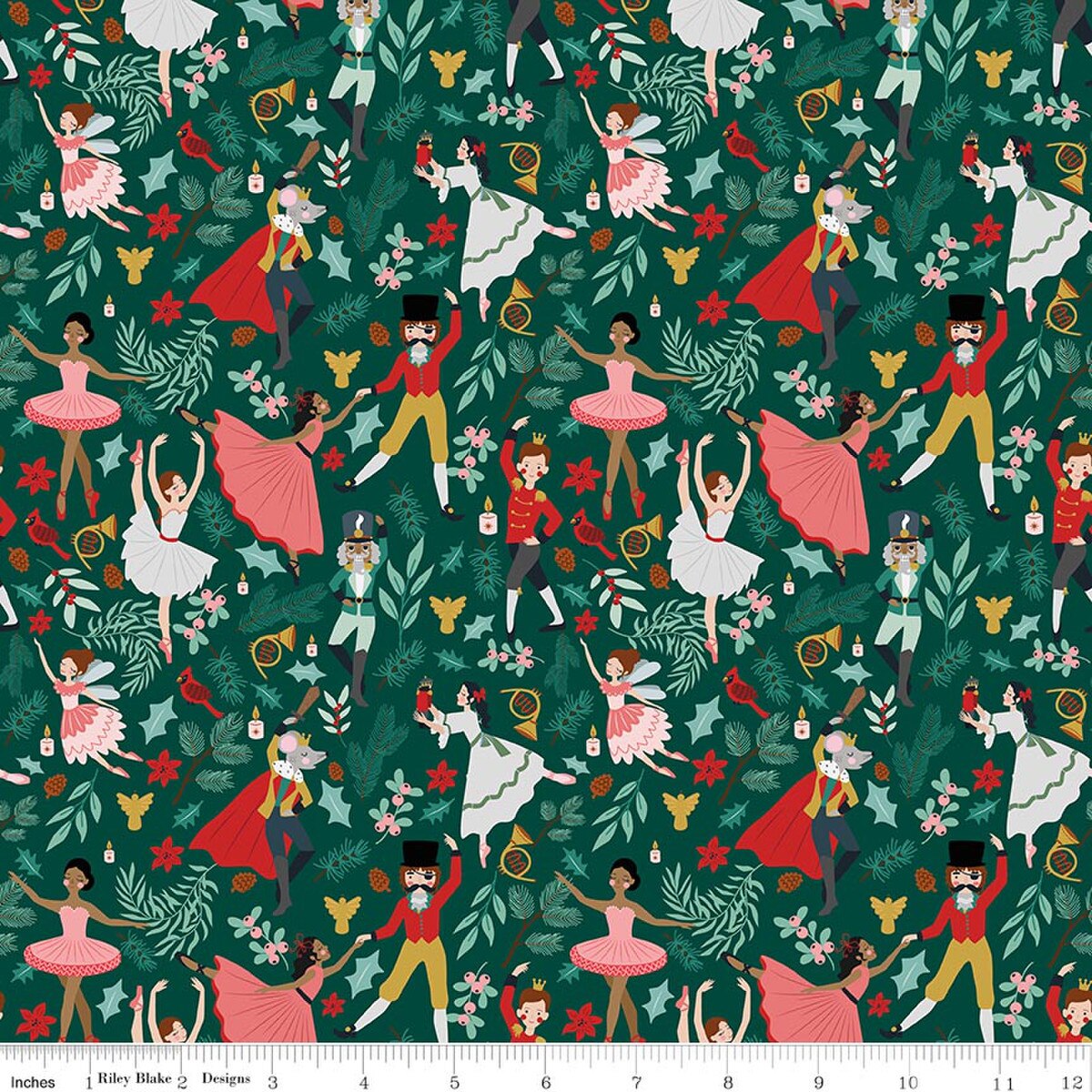 Nutcracker Tradition - Quilting Cotton Fabric - Storybook - Pine