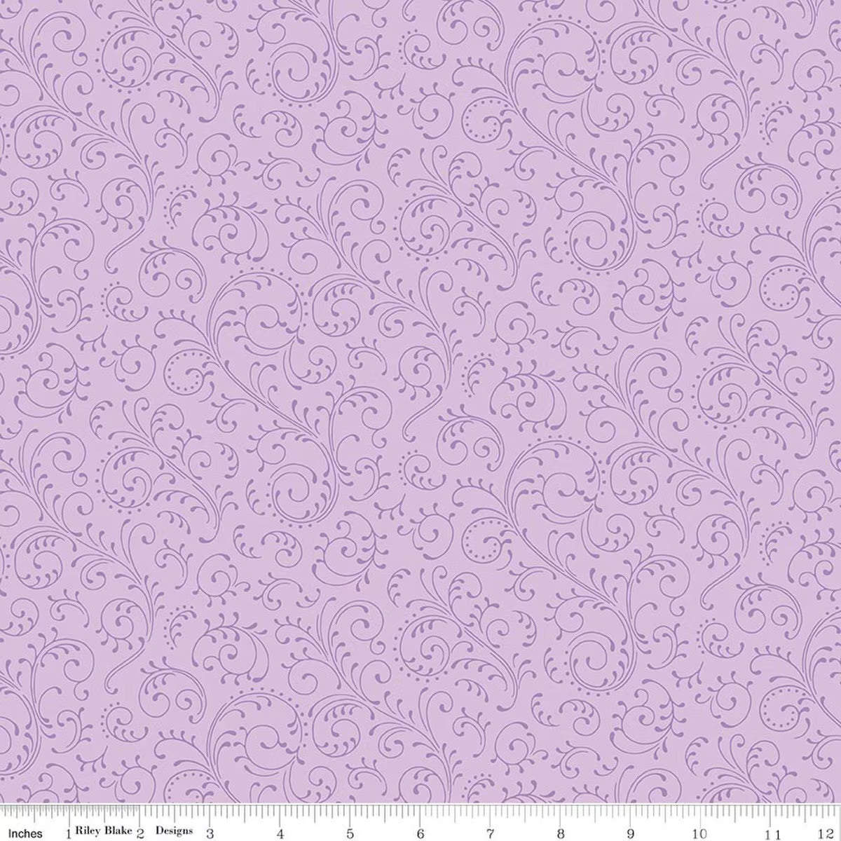 Hydrangeas in the Garden - Cotton Fabric - Scrolls - Lavender - Pearl