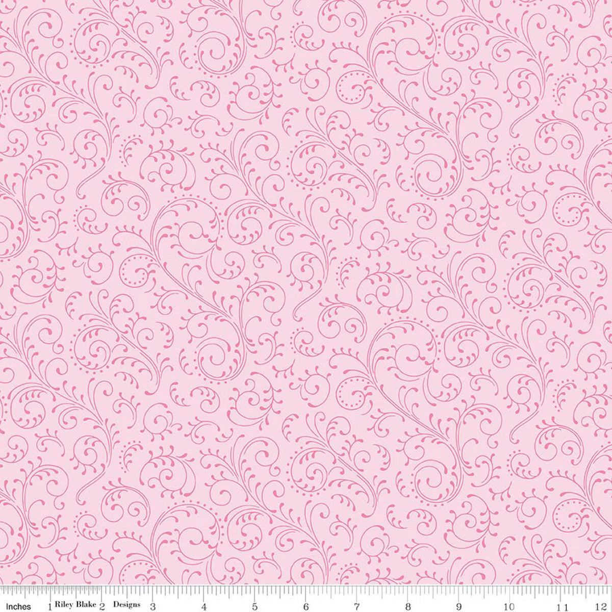Hydrangeas in the Garden - Cotton Fabric - Scrolls - Pink - Pearl
