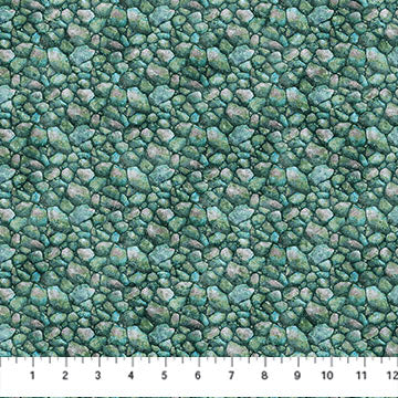 Migration Stonehenge - Quilting Cotton Fabric - Rocks - Light Teal