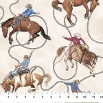 Cowboy Blues - Quilting Cotton Fabric - Cowboys - Cream Multi