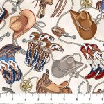 Cowboy Blues - Quilting Cotton Fabric - Boots - Cream Multi