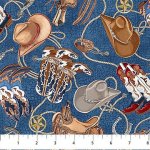 Cowboy Blues - Quilting Cotton Fabric - Boots - Blue Multi