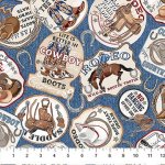 Cowboy Blues - Quilting Cotton Fabric - Sayings - Blue Multi