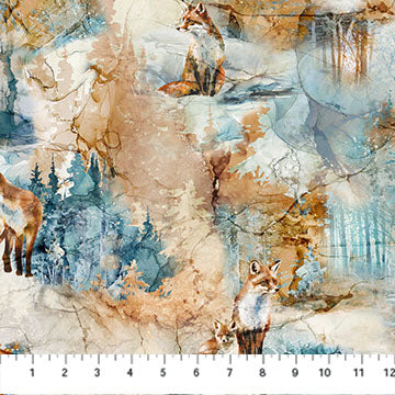 Fox Den - Quilting Cotton Fabric - Fox Dense - Beige Multi