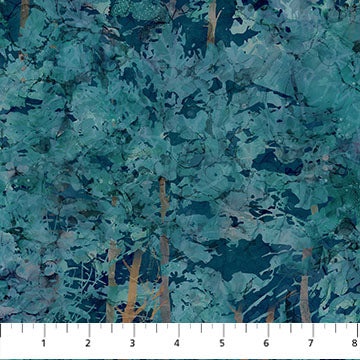 Fox Den - Quilting Cotton Fabric - Trees - Dark Blue