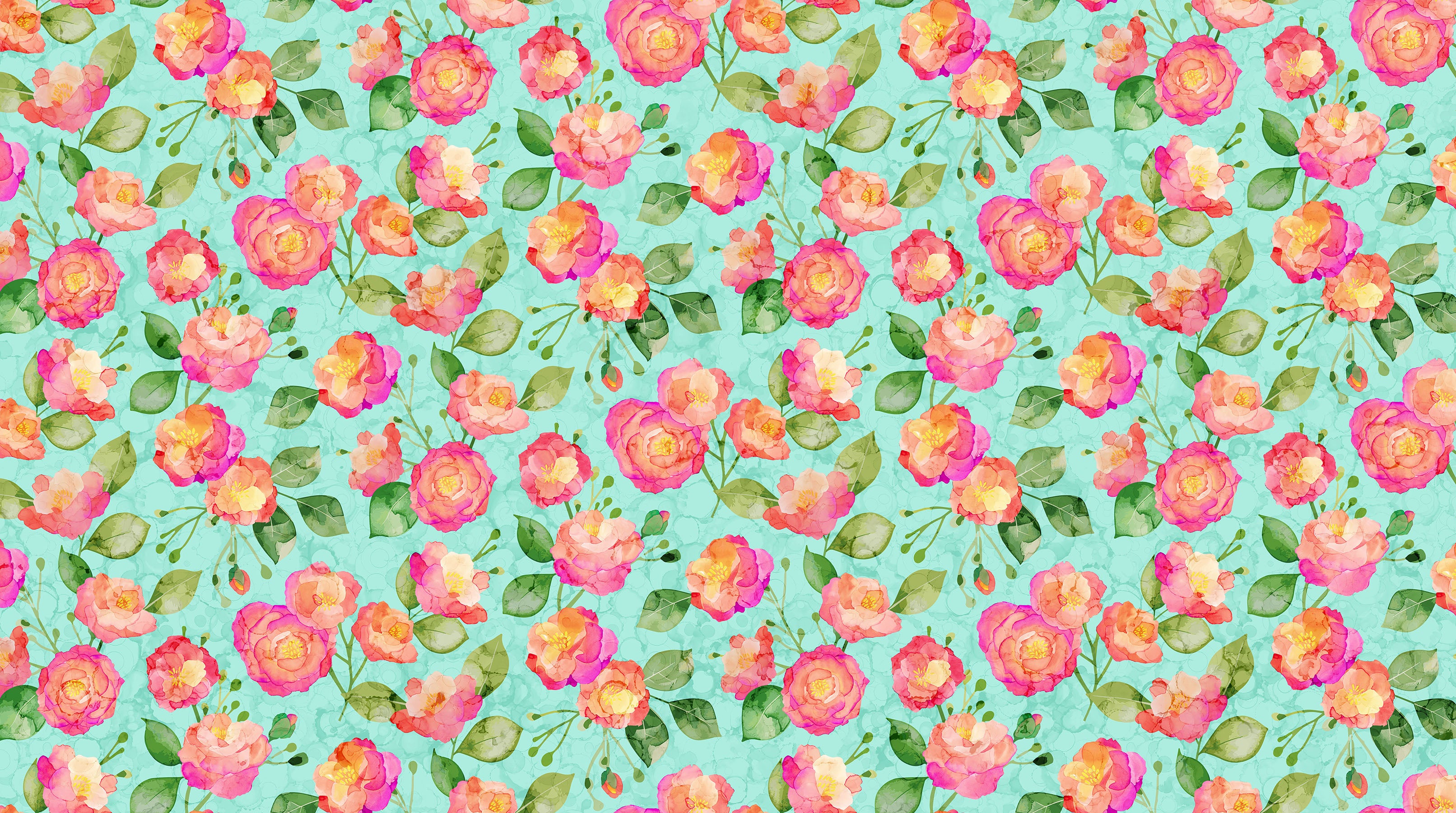 Veranda – Quilting Cotton Fabric – Feature Floral – Turquoise