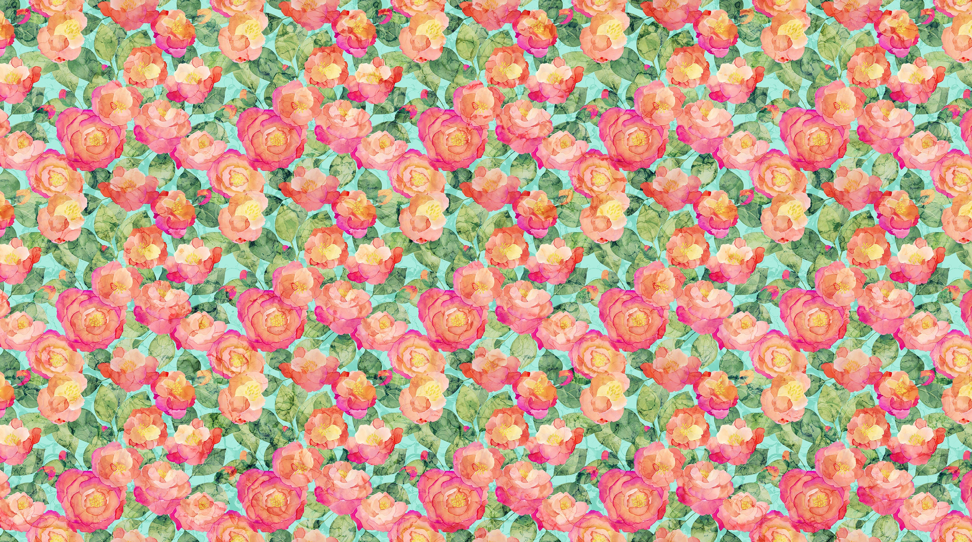 Veranda – Quilting Cotton Fabric – Packed Floral – Turquoise