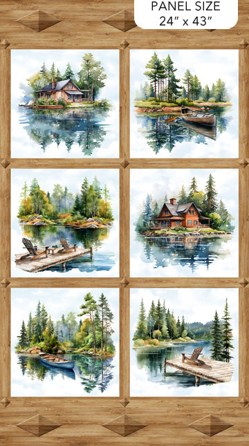 Lakeside Retreat - Lakeside Panel - 24"x43" Quilt Panel